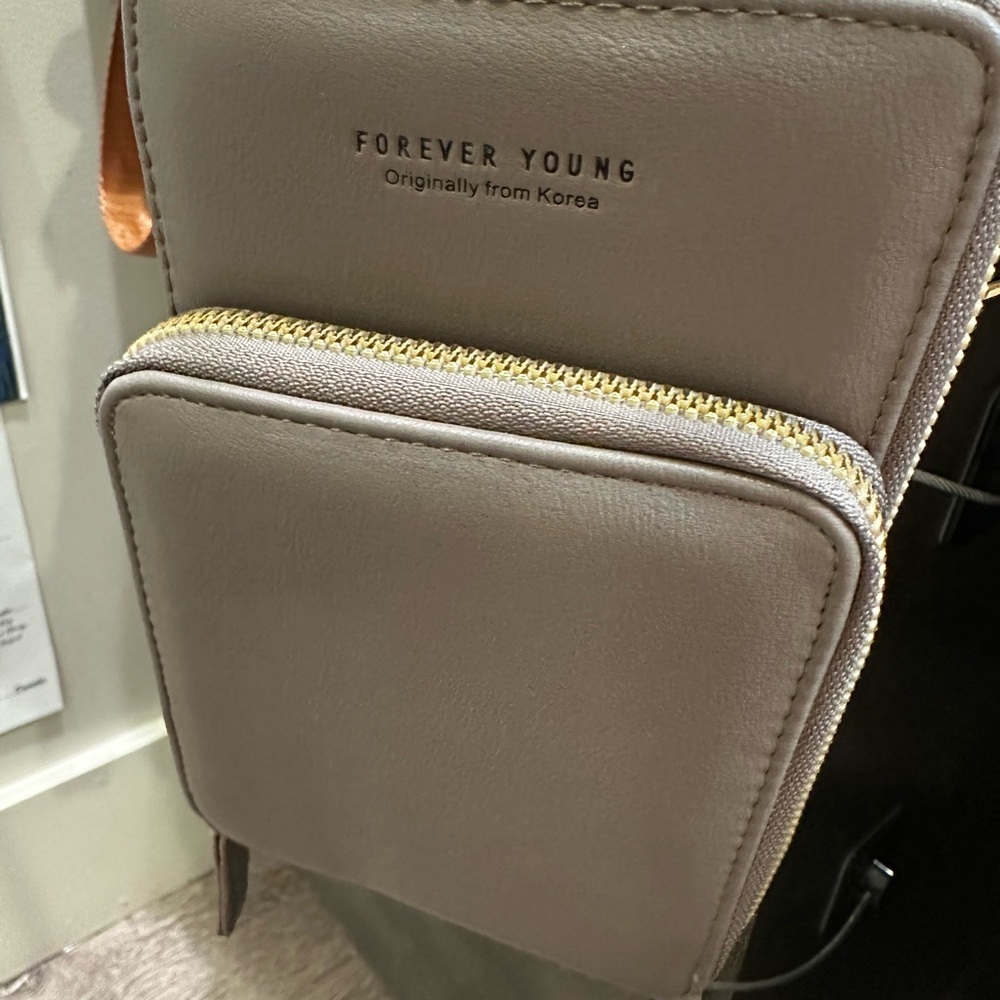 Forever Young Taupe Crossbody with Gold Accents